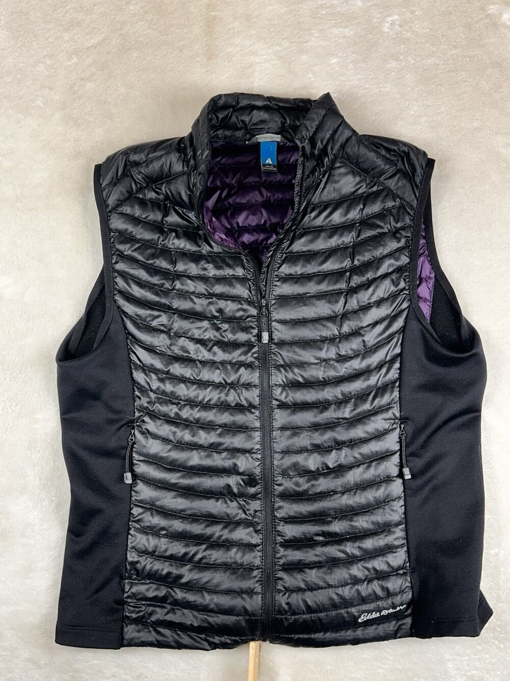 Eddie Bauer First Ascent StormDown 800 Vest Womens Sz L Black Puffer Pertex